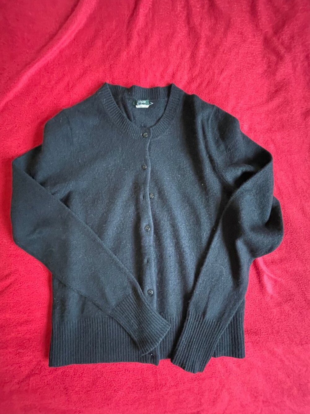 J. Crew Cashmere Crew-Neck Buttoned Sweater Black XS